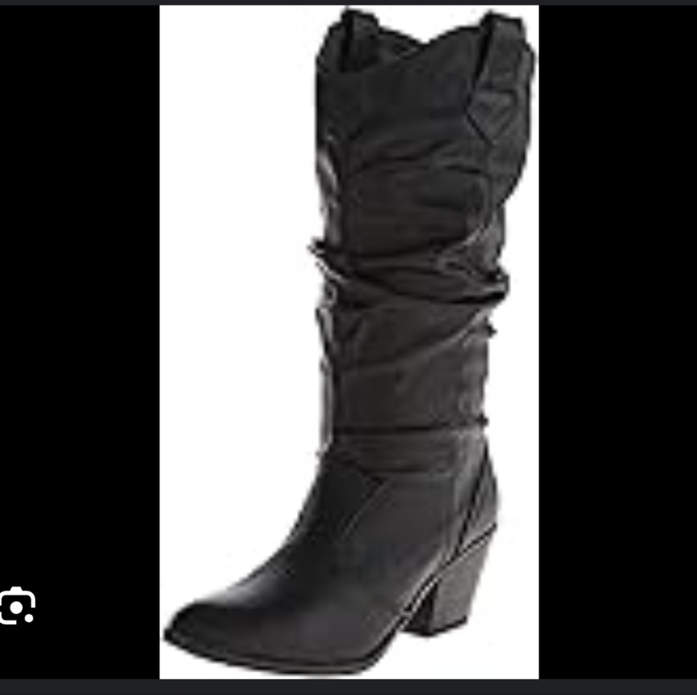 Black Leather Western Style Women's Boots Vintage, Size 6.5 - Picture 2 of 10